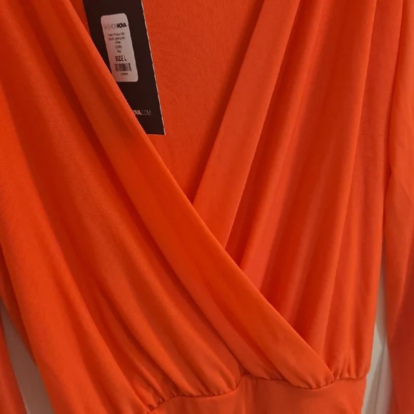 Fashion Nova Vibrant Orange Long Sleeve Dress - Picture 7 of 14